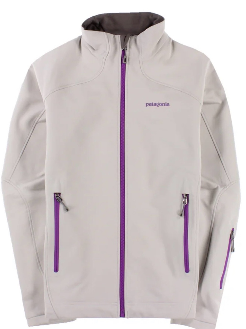 Patagonia Women’s Guide Jacket Large Off White Purple Softshell Outdoor Coat
